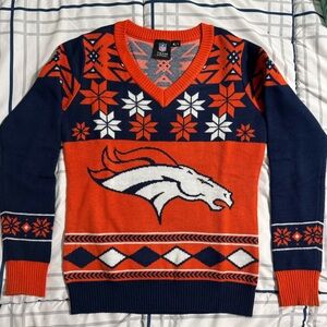 NFL Denver Broncos V-Neck ugly Sweater size Small